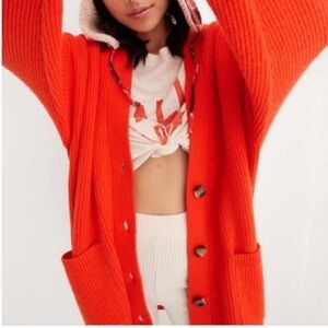 Aerie Orange Soft & Cozy Oversized Chunky Cardigan Medium